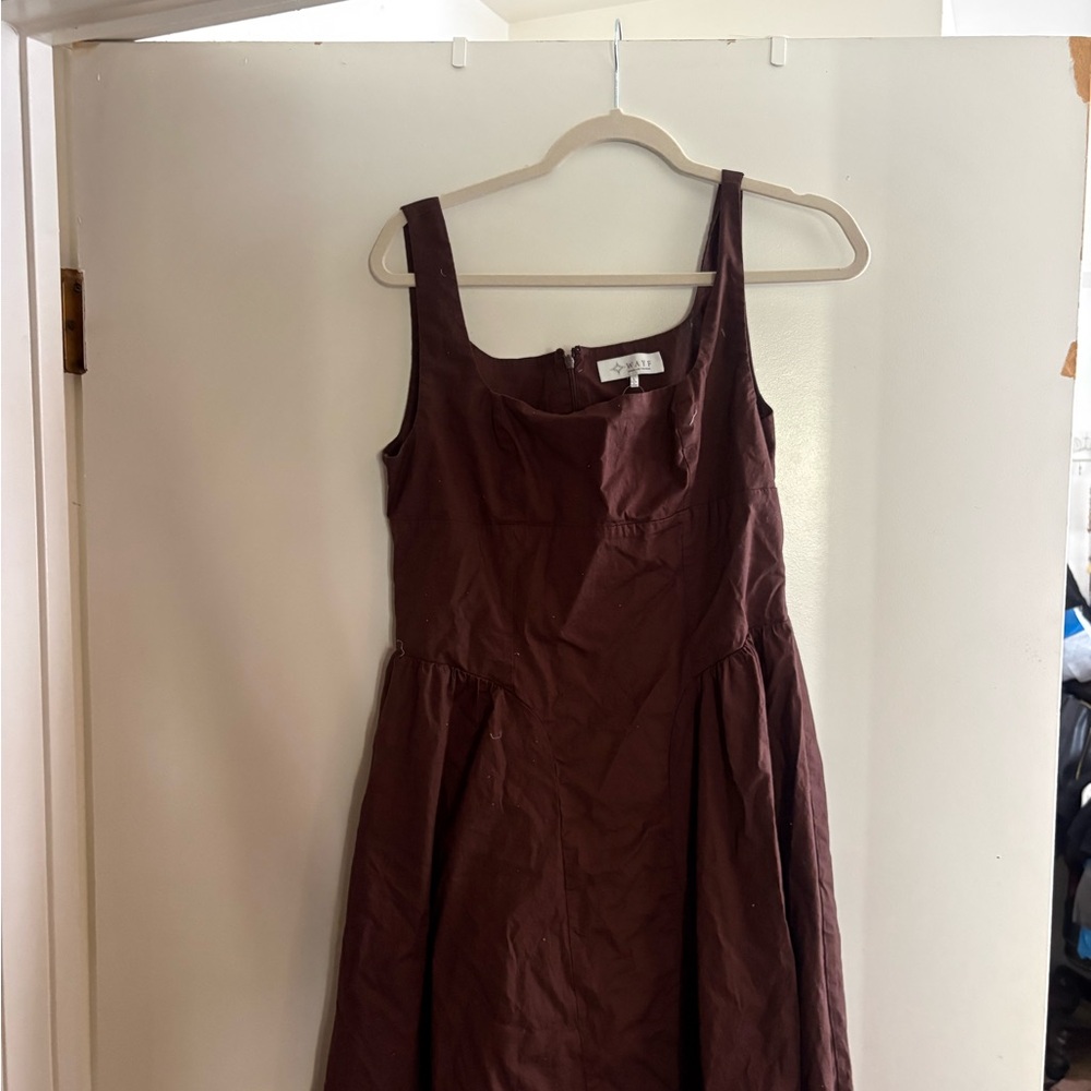 Wayf Deep Brown Sleeveless Midi Dress